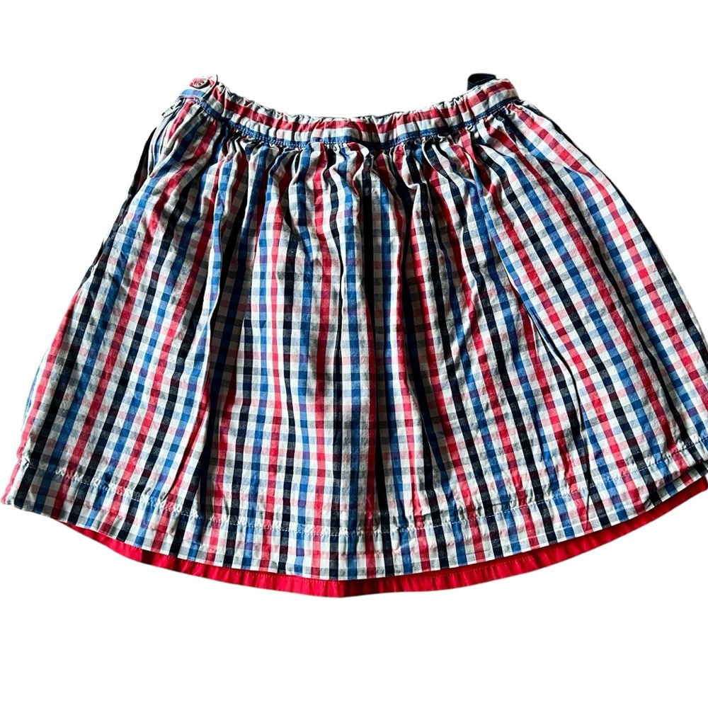 Petit Bateau Red White and Blue Gingham Kids Skirt
